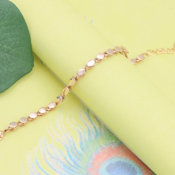 "Elegant Rose Gold Bracelet with Textured Round Charm Links, XPBL1102 - Picture 3 of 12